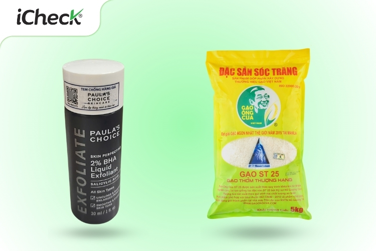 Tem chống giả trên một số sản phẩm nổi tiếng như mỹ phẩm Paula’s choice và gạo ST25