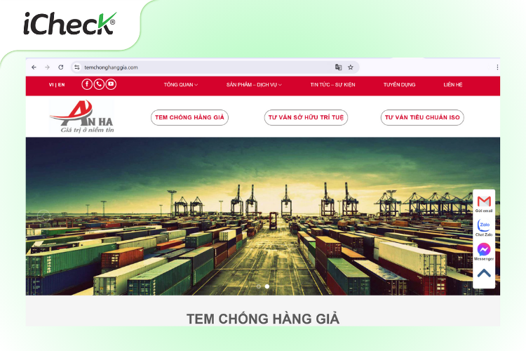 Website của Công ty cổ phần giải pháp chống giả An Hà