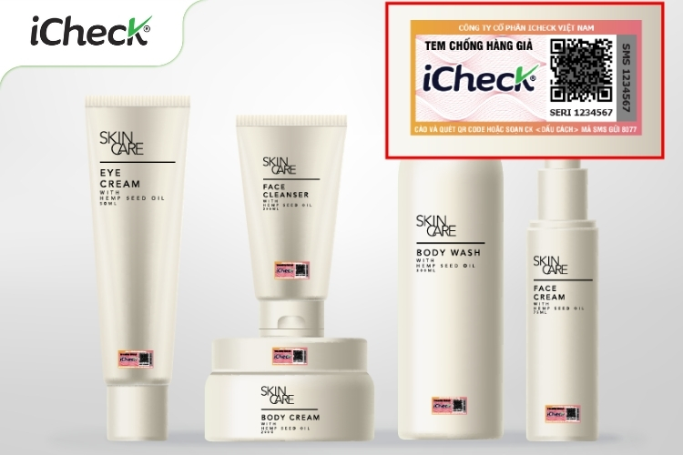 Minh họa ảnh tem chống giả công nghệ nhiệt dán trên mỹ phẩm