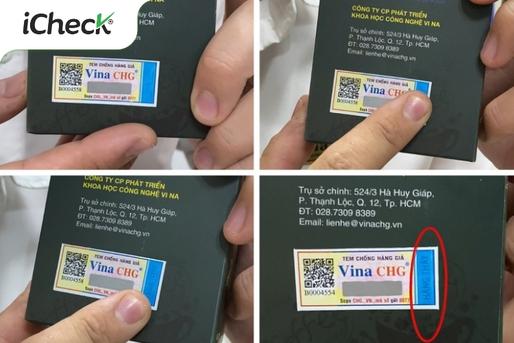 Tem chống giả công nghệ nước được dán lên hộp sản phẩm