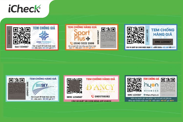 Một số mẫu tem tích hợp QR + SMS