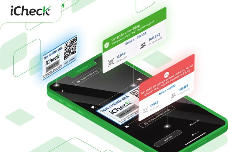 Quét mã QR trên app iCheck Scan để xác thực hàng chính hãng nhanh chóng.