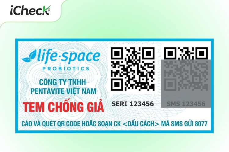 Mẫu tem chống giả của iCheck cho sản phẩm Life – Space