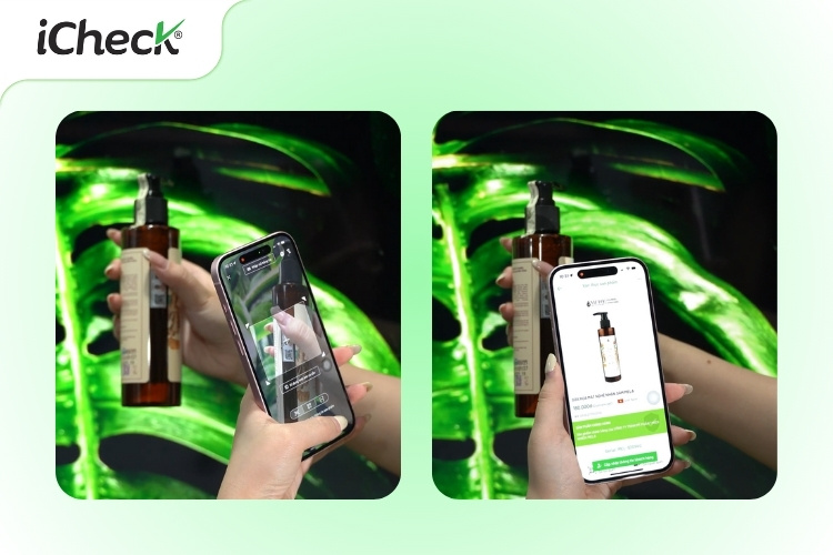 Hình ảnh minh họa quét tem chống giả Mela bằng app iCheck scan