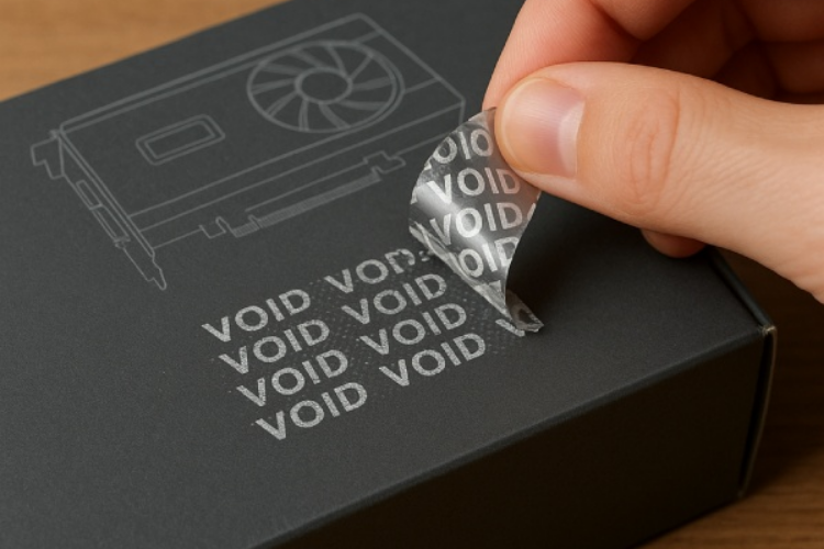 Khi bóc tem VOID, sẽ để lại dòng chữ “VOID”
