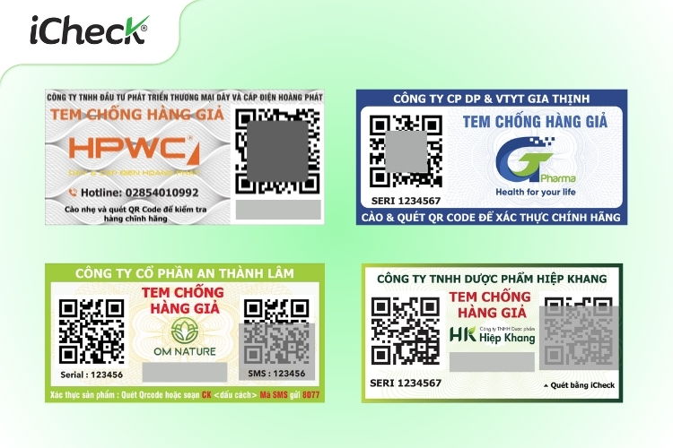 Hình ảnh các loại tem chống hàng giả phổ biến