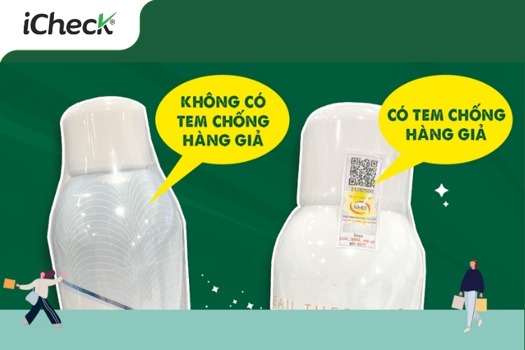 Hình ảnh minh họa sản phẩm không có tem chống hàng giả và có tem chống hàng giả